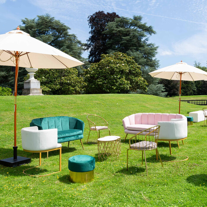 Chaise métal or et velour beige EVENTILLE – Image 2