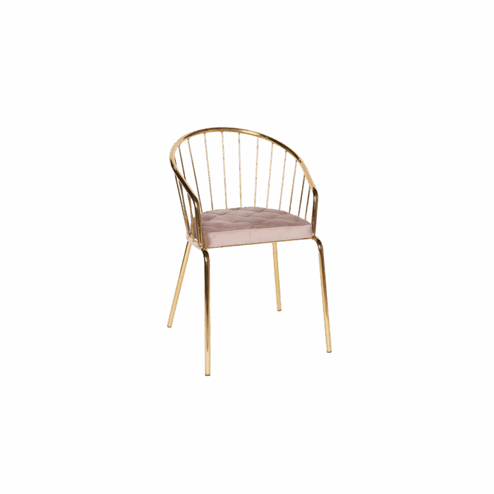 Chaise métal or et velour beige EVENTILLE