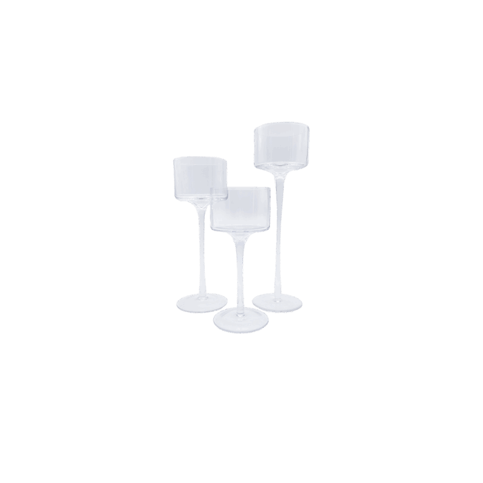 Trio de vase sur pied en verre (20/25/30cm)
